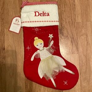 Pottery Barn Kids quilted Christmas stocking Delta NWT